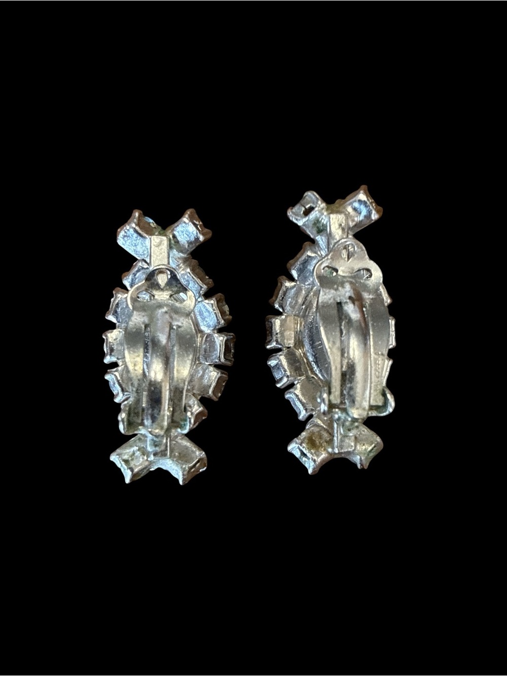 Vintage Blue Marquise Crystal Cluster Earrings - Picture 6 of 6